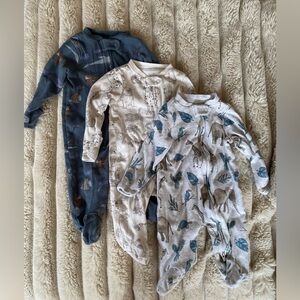 Little Planet Cozy Kids' Animal Print Footies - Blue, Cream, Gray